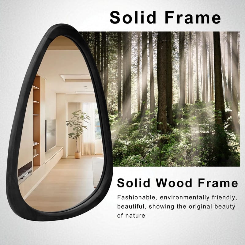 Irregular Mirror Asymmetrical Wood Wall Mirror