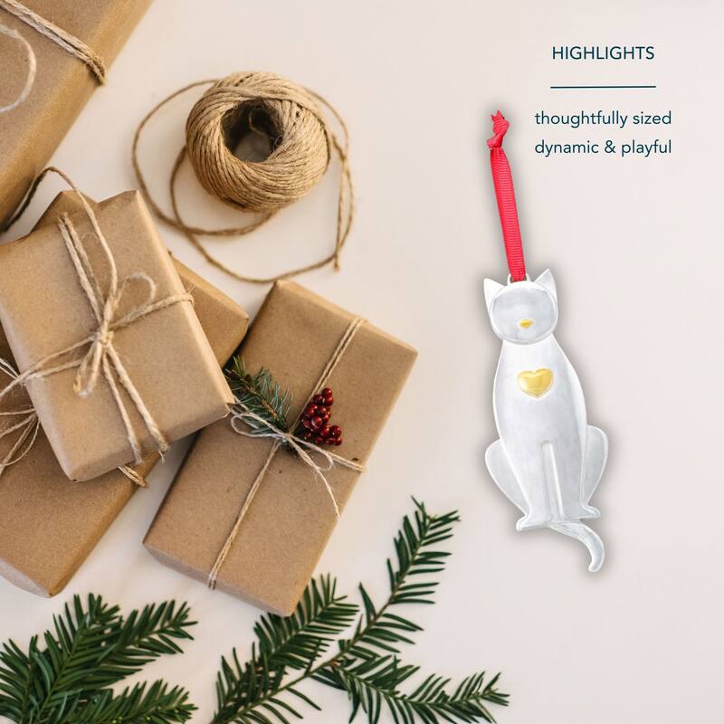 Nambe Kitty Christmas Ornament - 1.5" L x 4"H