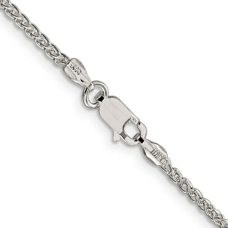 Curata 925 Sterling Silver 1.75mm Round Spiga Chain Necklace