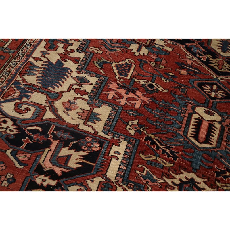 Hand Knotted Oriental 100% Wool Carpet Traditional Medallion Oranges & Rust Heriz (serapi) Area Rug - 14' 3'' X 10' 2''
