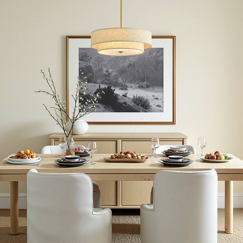 CO-Z 18 in 4-Light Dimmable Semi Flush Mount Fabric Ceiling Light Pendant - 18"