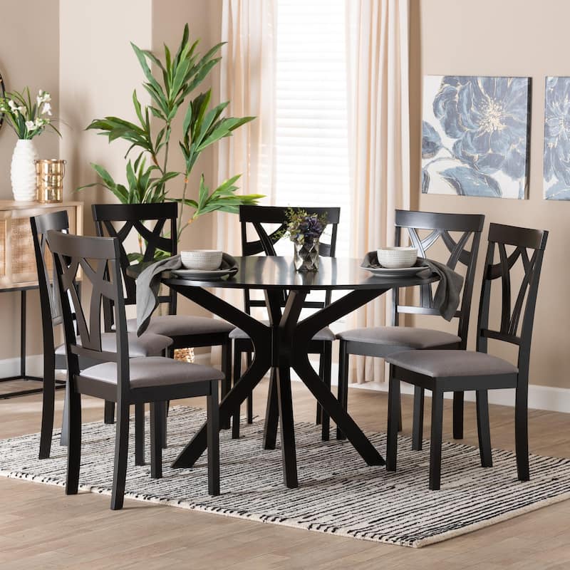 Luise Modern and Contemporary 5-Piece Wood Dining Set-Grey/Dark Brown