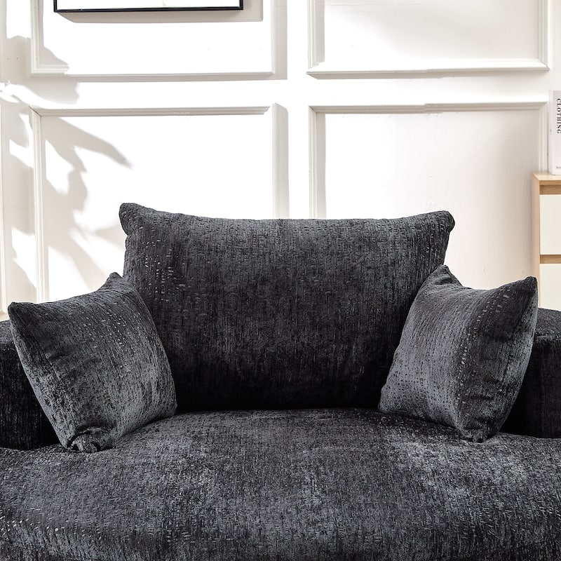 Roomfitters 55" Modern Chenille Cuddle Chair, Round Upholstered Lounge Barrel Chair with Pillows