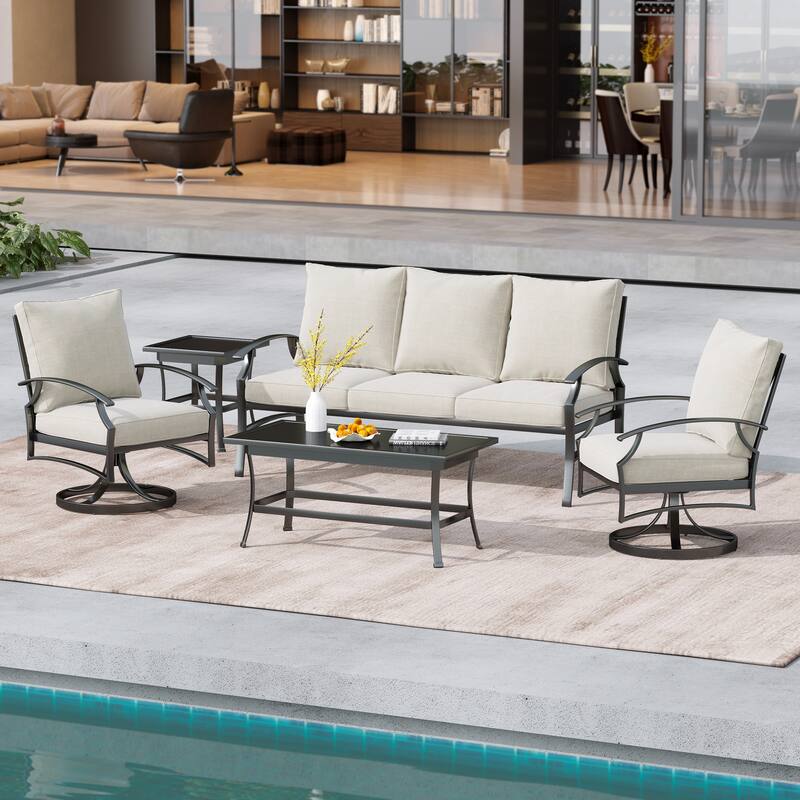Uixe Metal 5 - Person Patio Conversation Set with Swivel Lounge Chairs