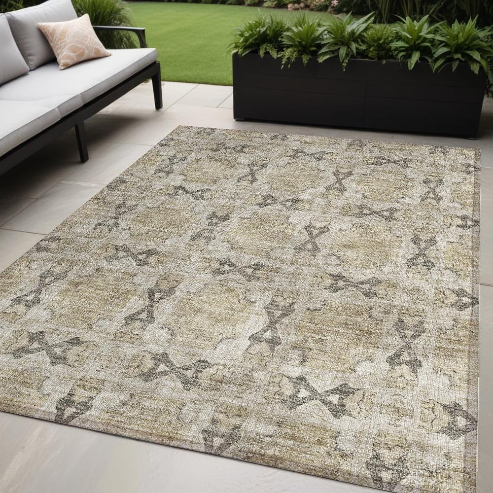Pax Graceful Floral Weather Resistant Blended Style Runner Outdoor Rug