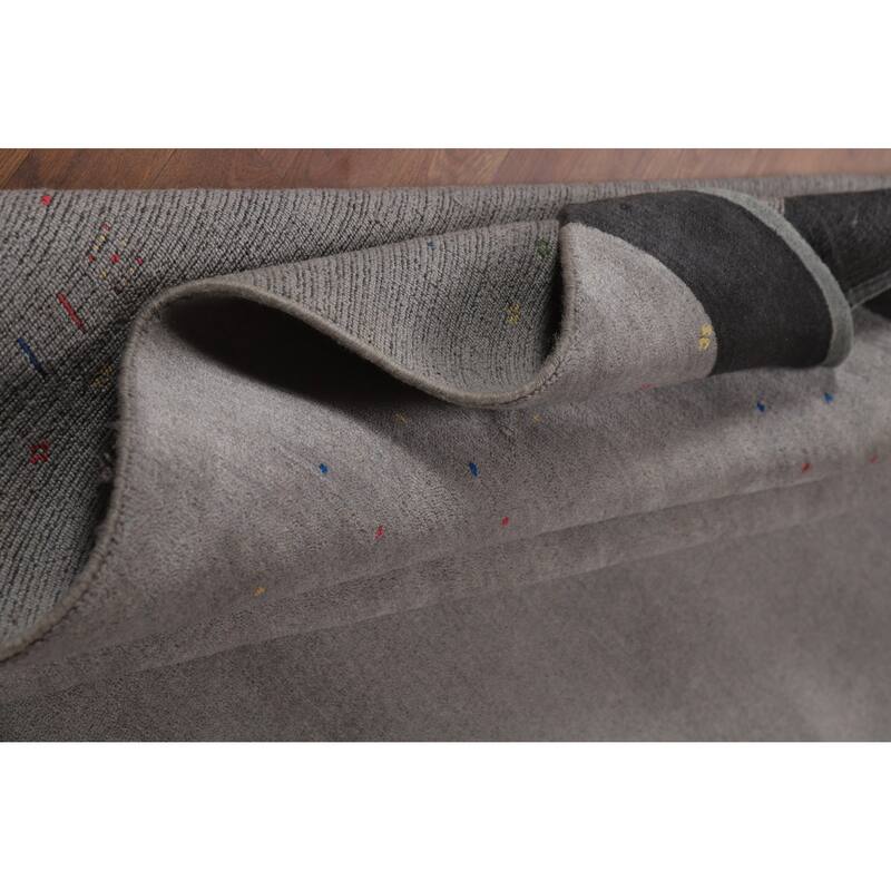 Gray Gabbeh Oriental Area Rug Handmade Wool Carpet - 9'4" x 11'9"