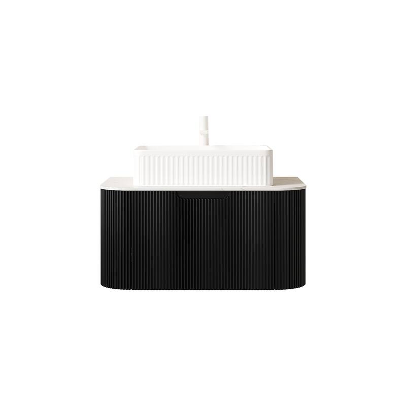 Wall Mounted Striped Bathroom Storage Cabinet with Sink