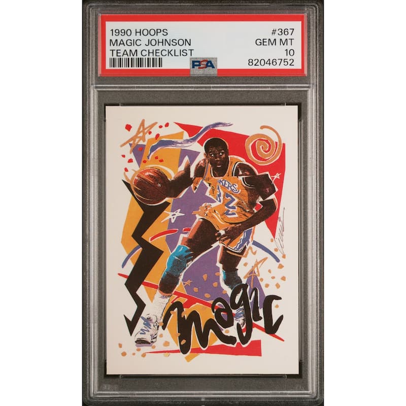 Magic Johnson 1990 Hoops Basketball Card #367 Graded PSA 10 - 8'6" x 11'6"