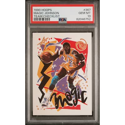 Magic Johnson 1990 Hoops Basketball Card #367 Graded PSA 10 - 8'6" x 11'6"