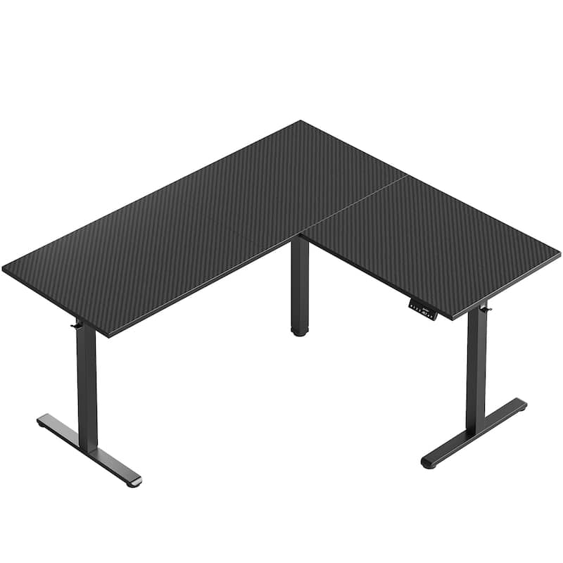 63" L Shaped Standing Desk Corner Desk LED Gaming Desk with Ergonomic Monitor Stand