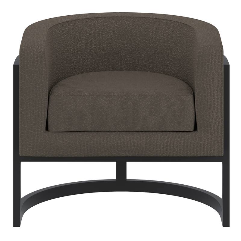 Modern Boucle Fabric Accent Chair - Ivory and Black