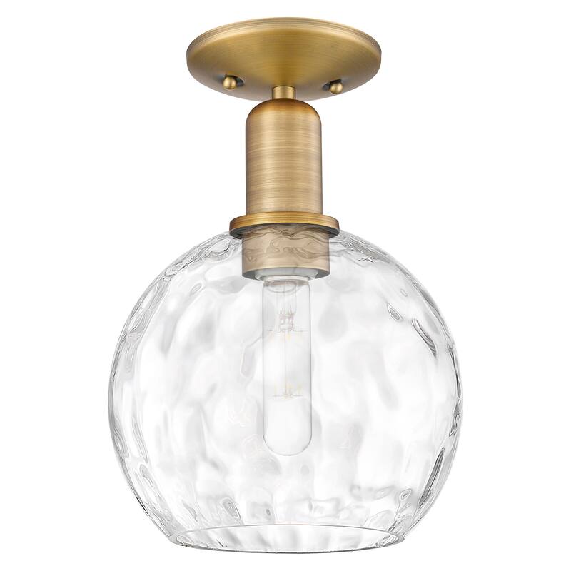 Innovations Lighting Endless Possibilities Arcadia - Athens Water Glass - 1 Light 8" Semi-Flush Mount - Brushed Brass