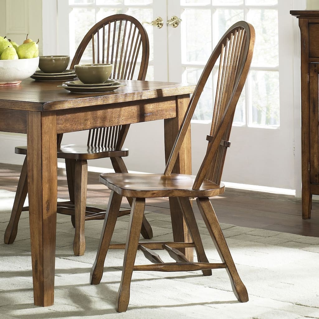 Treasures Rustic Oak Sheaf Back Dining Chair (Set of 2)