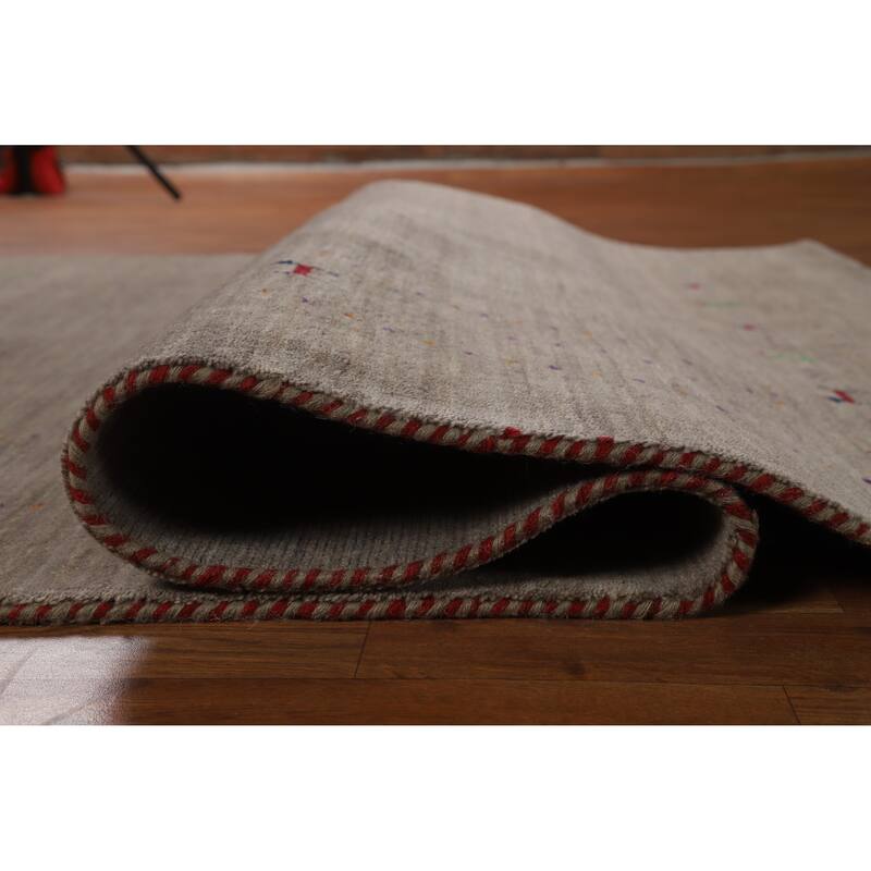 Hand Knotted Oriental 100% Wool Carpet Tribal Animal Pictorial Brown Gabbeh Area Rug - 7' 11'' X 5' 1''