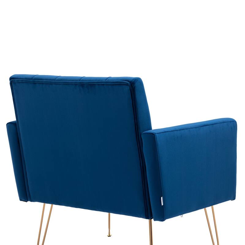 Velvet Upholstered Armchair Single Sofa Modern Tufted Reading Chairs Gold Metal Leg Wingback Chairs for Living Room Bedroom