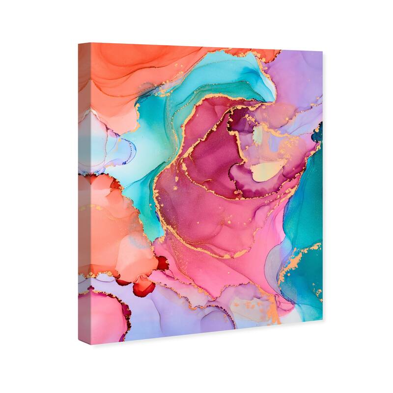 Wynwood Studio Abstract Moon Color Inks Red and Dark Red Glam Wall Art Canvas Print
