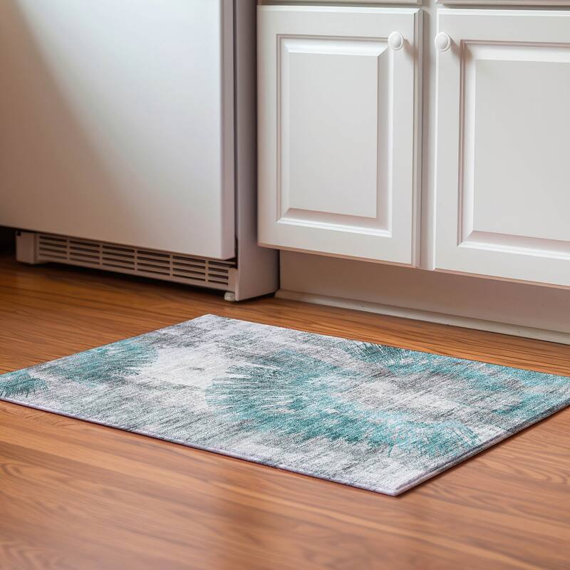 Premium Washable Super Soft Modern Burst Mayfield Rug - Teal - 1' 8" x 2' 6" - Rectangle