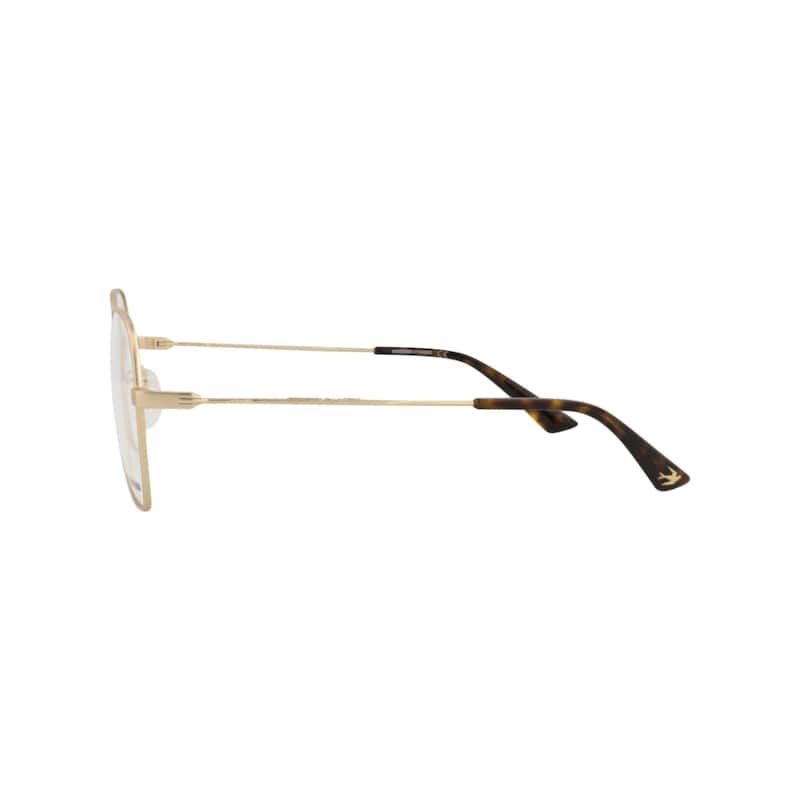 McQ Alexander McQueen Square-Frame Metal Optical Frames, Transparent Lens, Matte Light Gold Frame