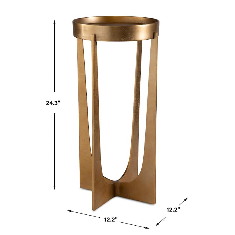Silver Orchid Brass Round Pedestal Accent Table