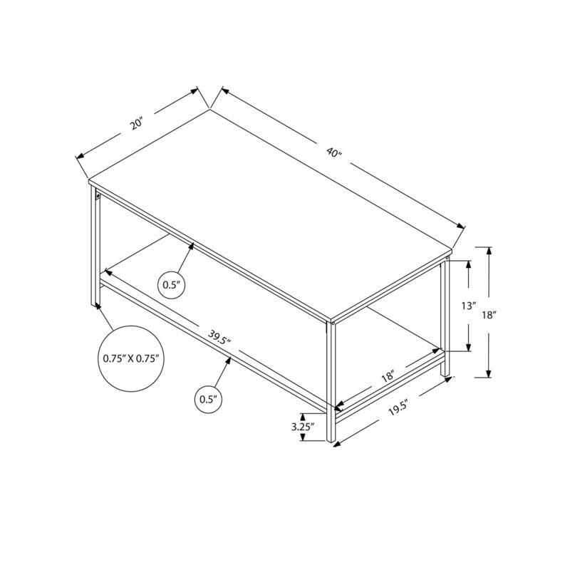 Modern Contemporary 40"L Rectangular Coffee Table with Metal Leg, Accent Table, Cocktail Table for Living Room