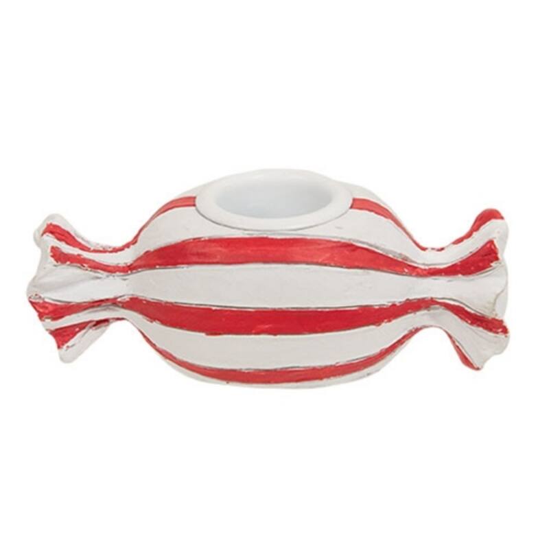 Resin Candy Taper Candle Holder Festive Decor - Red-White