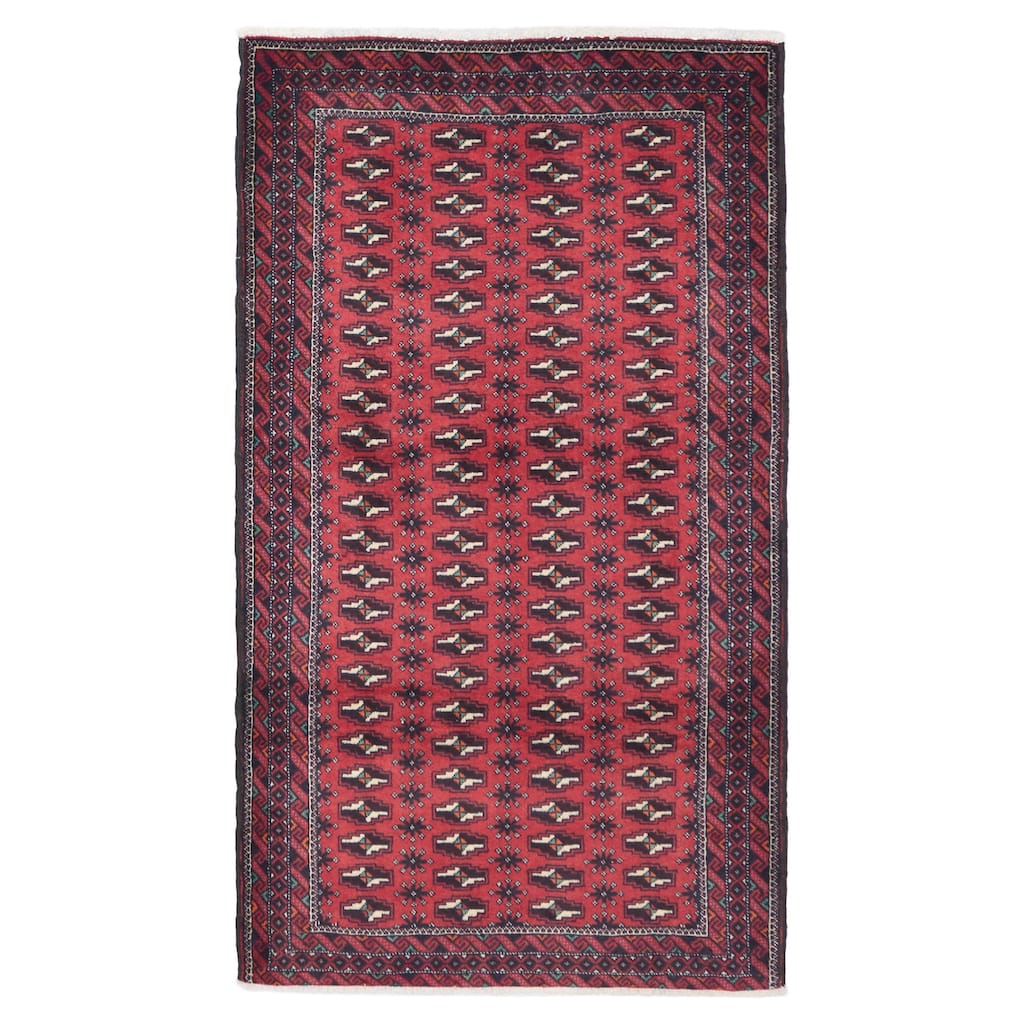 ECARPETGALLERY Hand-knotted Teimani Red Wool Rug - 3'2 x 5'11