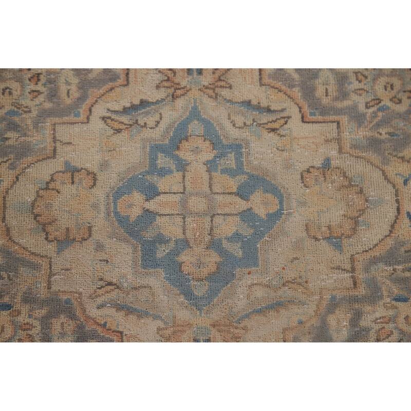 Hand Knotted Oriental 100% Wool Carpet Traditional Floral Oranges & Rust Mashad Area Rug - 10' 2'' X 6' 9''