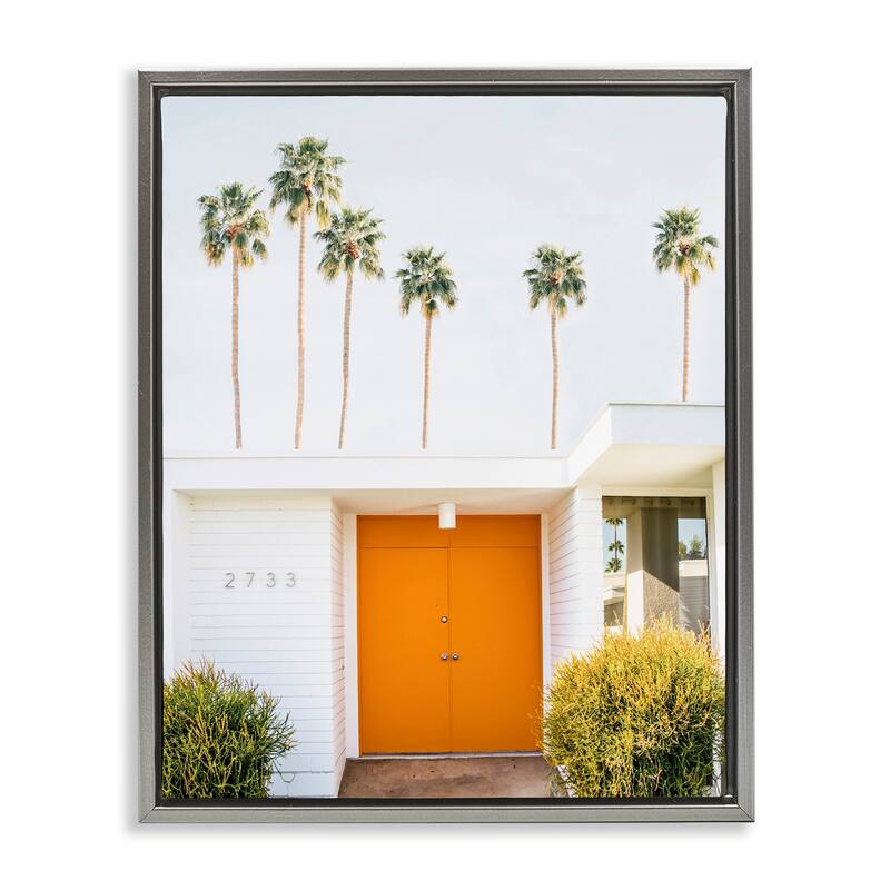 Stupell Palm Springs Orange Door Framed Floater Canvas Wall Art Design by Sisi and Seb