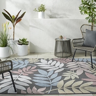 Livabliss Lakeside Coastal Floral Outdoor Area Rug