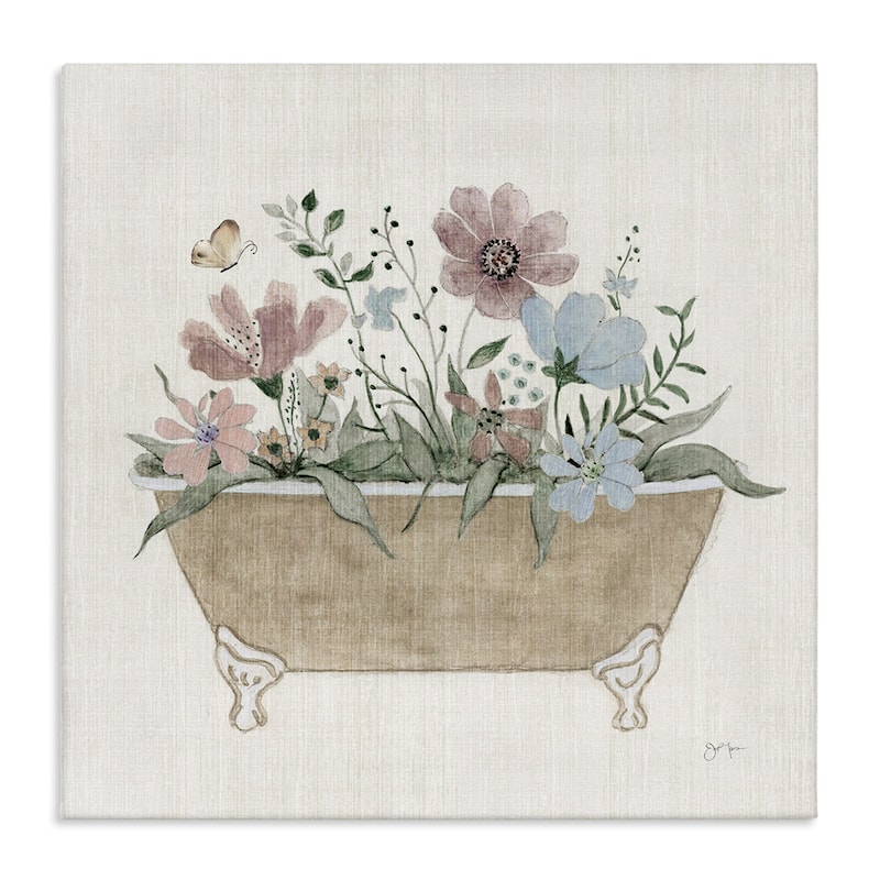 Stupell Cottage Florals in Bathtub Canvas Wall Art Design By Janet Tava - 17 x 17