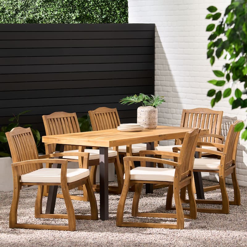Della Outdoor 7-piece Wood Dining Set by Christopher Knight Home