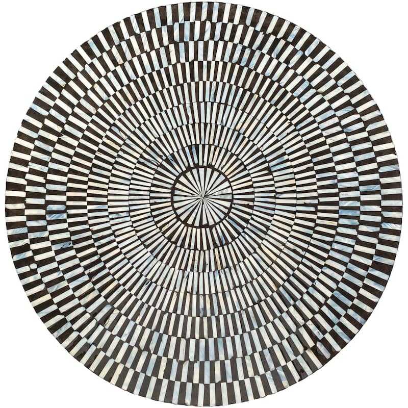 Sanya Round Mother of Pearl Tiled Coffee Table - 17"H x 30"W x 30"D