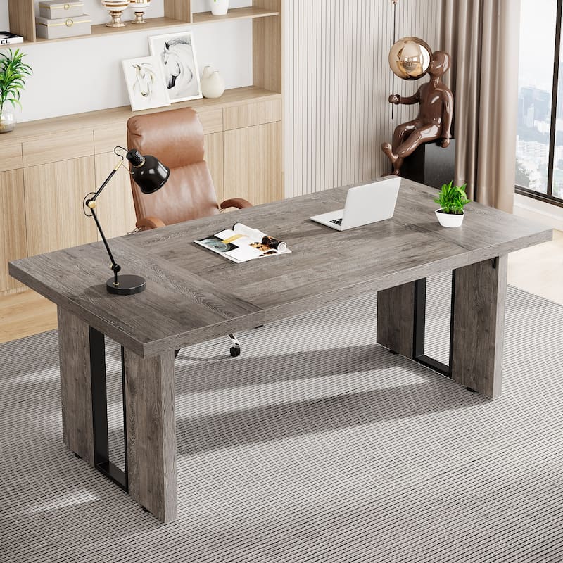 70.9” Large Executive Desk for Home Office - Grey