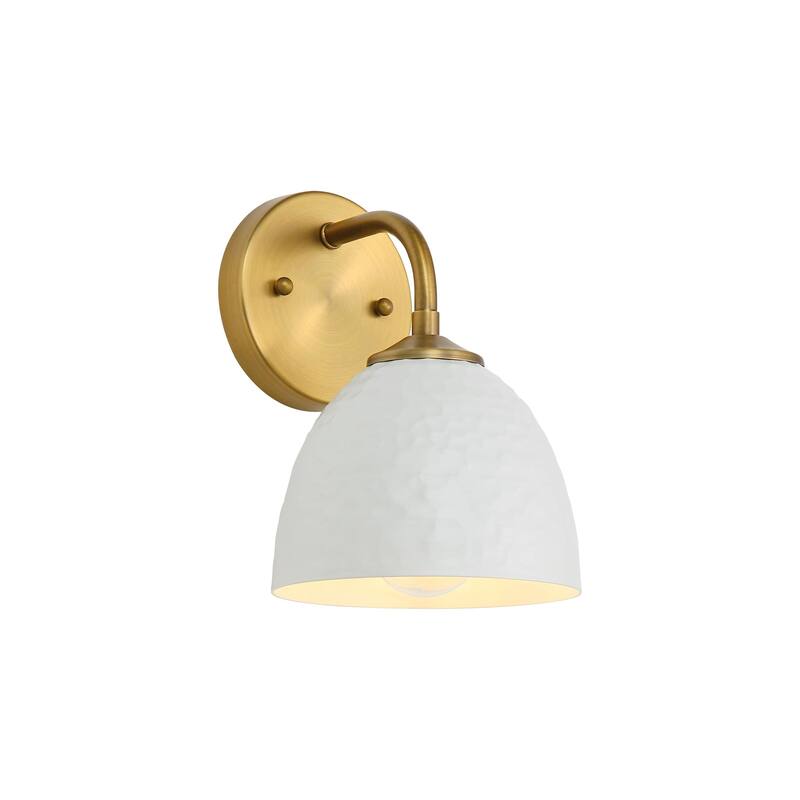 Golden Lighting 6950-1W MBS Shepard 10" Tall Bathroom Sconce - Modern Brass / Matte White