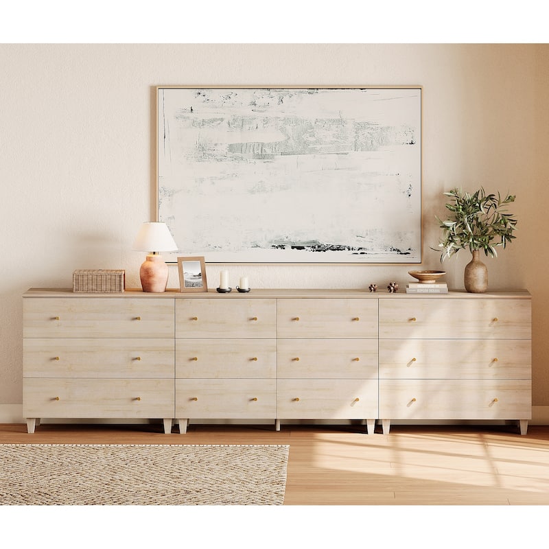 12 Drawers Modern Wood Dresser for Bedroom, 118" Wide