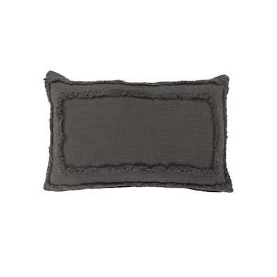 HomeRoots 16" X 24" Dark Gray 100% Cotton Geometric Zippered Pillow