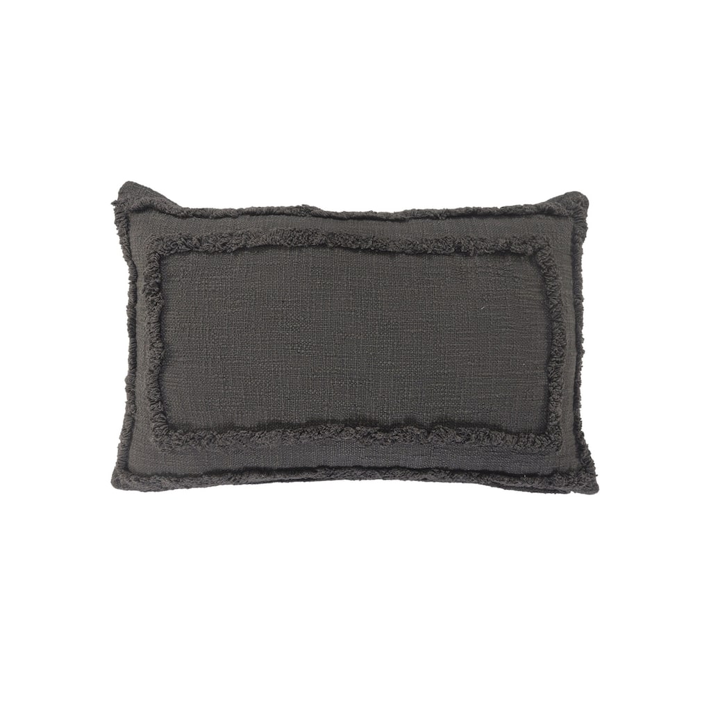 HomeRoots 16" X 24" Dark Gray 100% Cotton Geometric Zippered Pillow