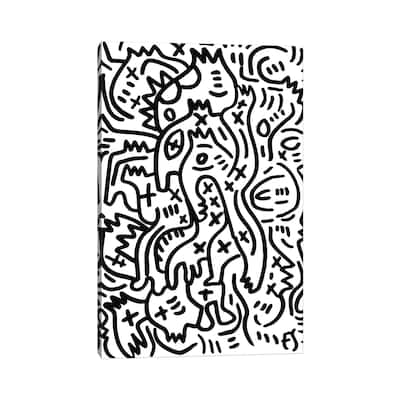 iCanvas "Black And White Graffiti Creatures" by Emmanuel Signorino Canvas Print