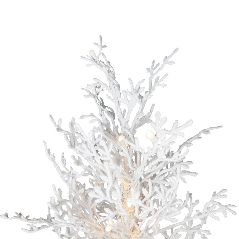 Pre-Lit Flocked Twig Artificial Christmas Tree - 6.5' - Warm White LED - 6.5 Foot