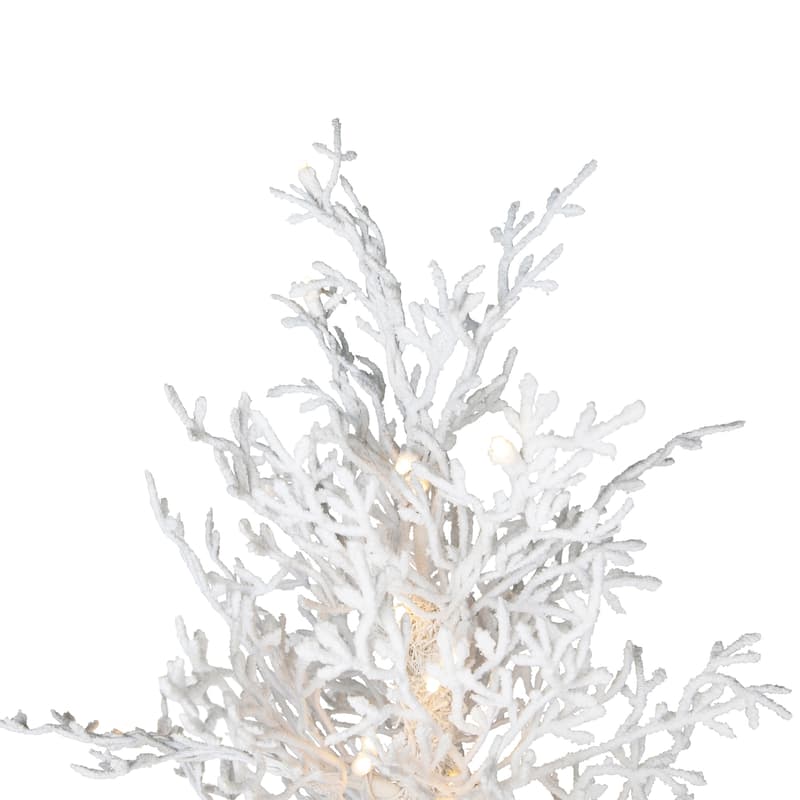 Pre-Lit Flocked Twig Artificial Christmas Tree - 7.5' - Warm White LED - 7.5 Foot