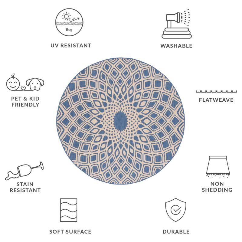 SAFAVIEH Courtyard Misako Indoor/ Outdoor Waterproof Patio Backyard Rug