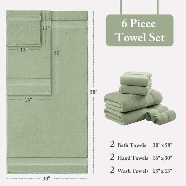 dimension image slide 0 of 2, Madison Park Signature Turkish 100% Cotton Oversized Quick Dry Highly Absorbent 6-Piece Towel Set