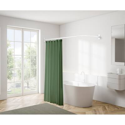 Utopia Alley Rustproof Wall Mounted Aluminum L-Shaped Corner Shower Curtain Rod, 68 inch Size by 28 inch, White
