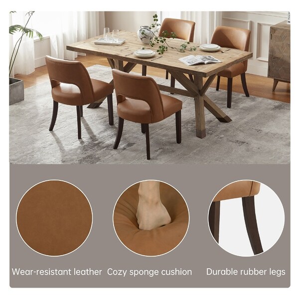 Modern Dining Chairs, Faux Leather Kitchen Chairs with Wood Legs