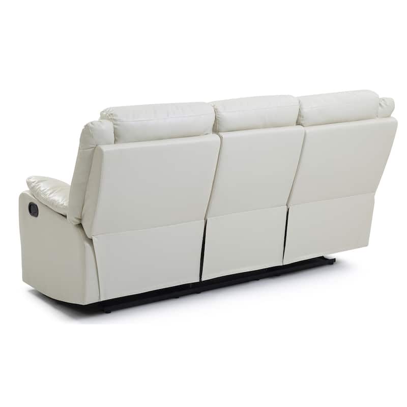 Faux leather 3-Seater Reclining Sofa with Pillow Top Arms - 76" - White