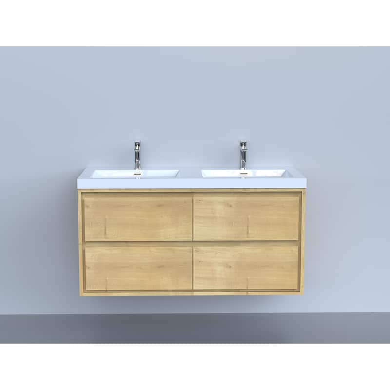 Sage 48" wall mounted bathroom vanity with double basin acrylic top