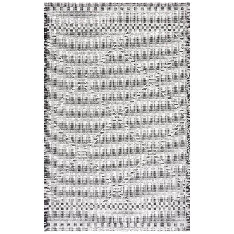 SAFAVIEH Augustine Kanerva Trellis Fringe Rug - 6'4" Square - Ivory/Black