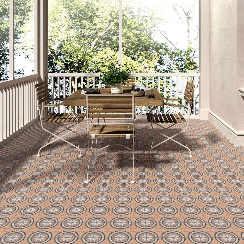 Verity Poppy 8x8 Matte Porcelain Encaustic Tile - Floor, Wall, Backsplash