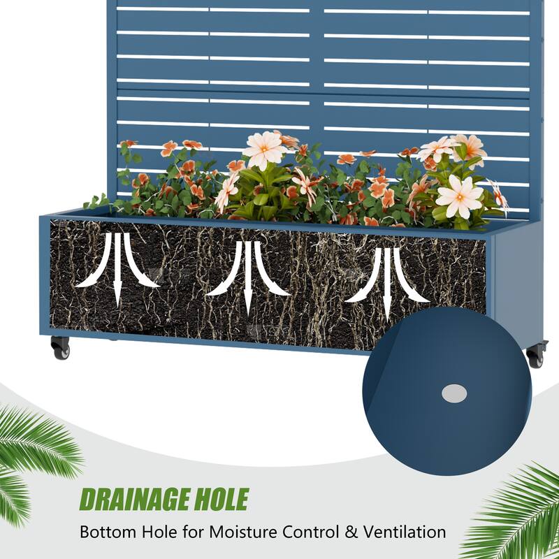 Raised Garden Bed Planter with Trellis Movable Planter Box with Lockable Wheels