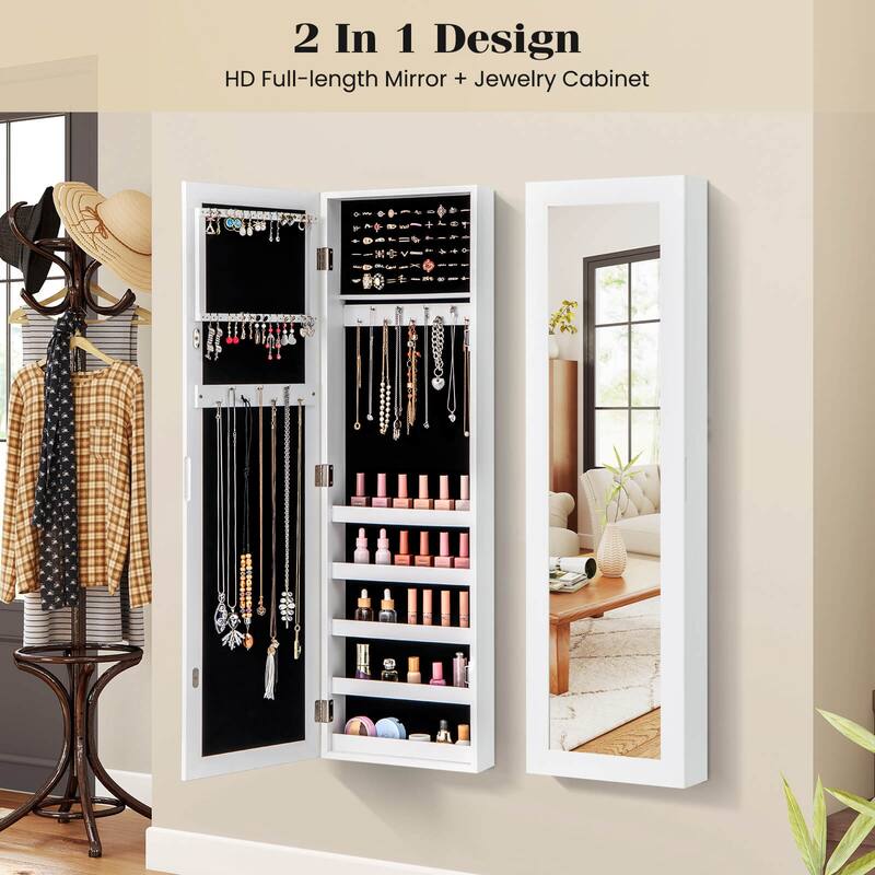 Costway Jewelry Cabinet Wall or Door Mounted Jewelry Armoire with